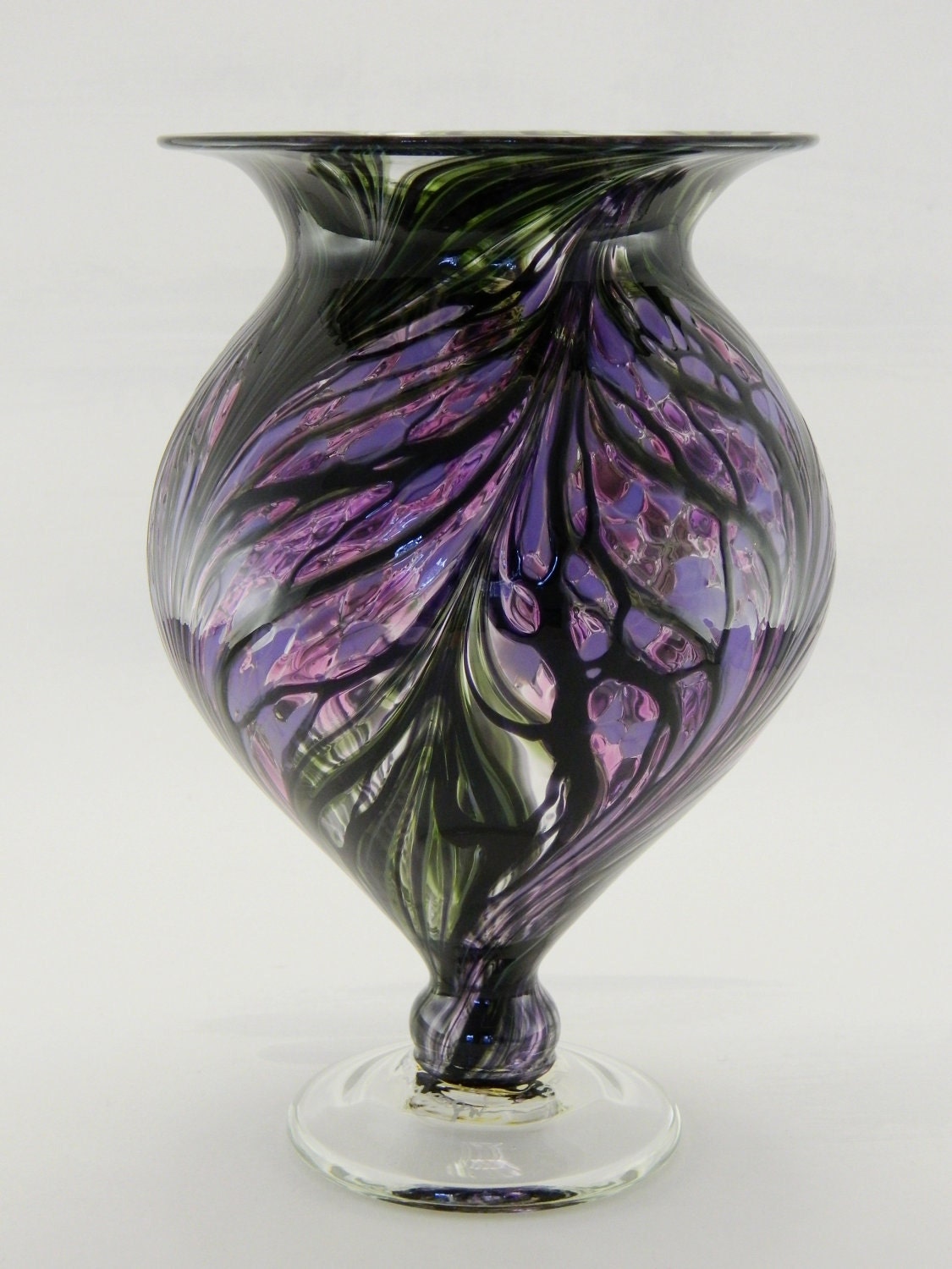 Hand Blown Art Glass Vase Purple and Lavender