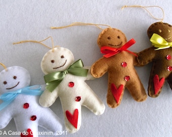 Set of 4 Gingerbread Man - Christmas ornaments