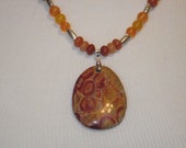 Orange Eyes Jasper Pendant Multi-gemstone Beaded Necklace
