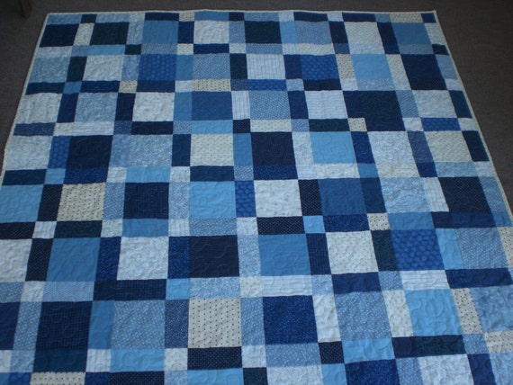 Blue and white quilt lap quilt Ready to ship