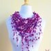VIOLET FUSION Pom Pom Triangle Scarf - Violet / Purple / Rose / Fuchsia - Spring fashion accessories