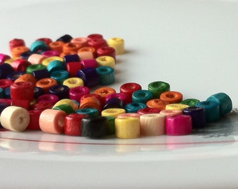 4 x 5 mm Assorted Colour Mini Wooden Beads
