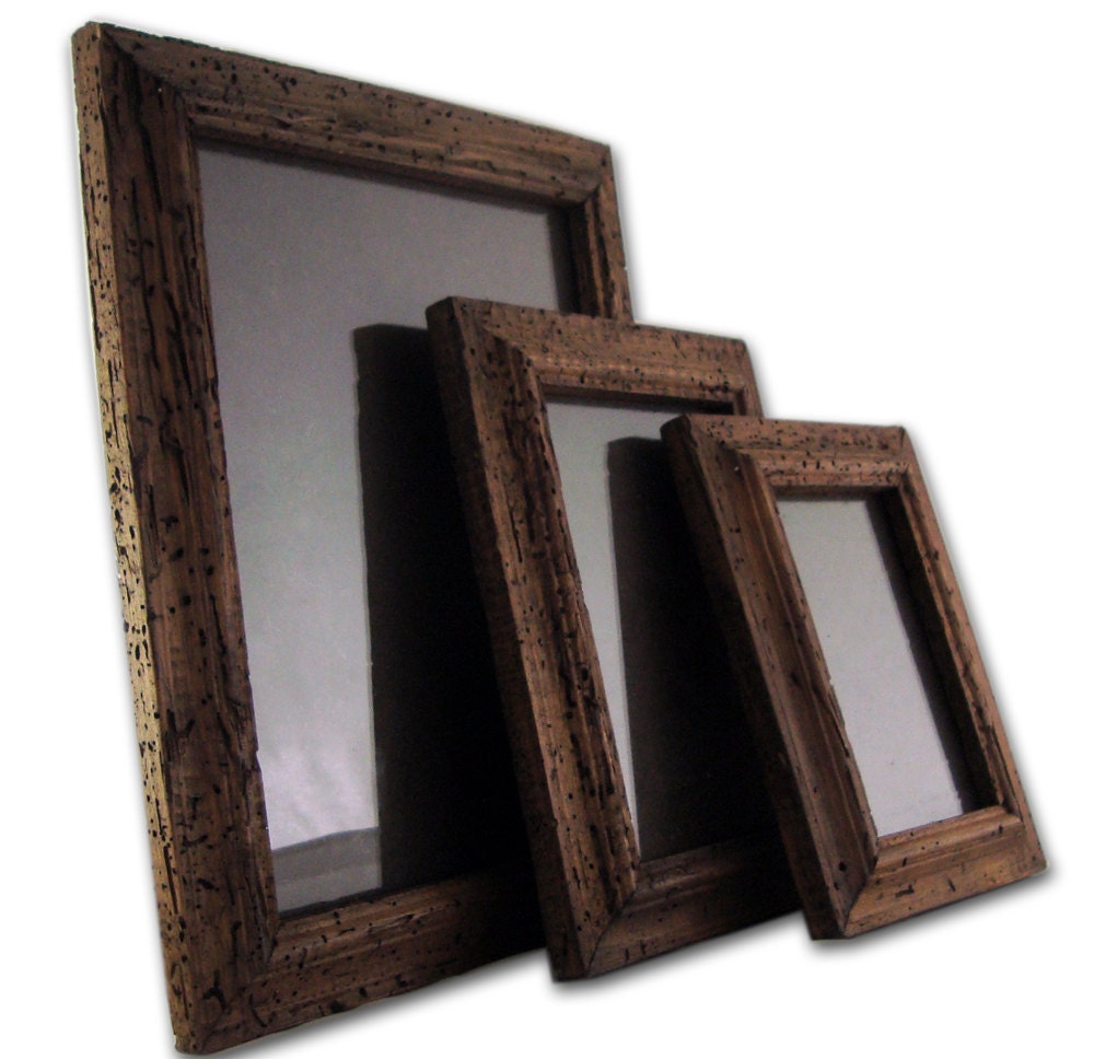 Set of 3 Rustic Frames made of natural wood