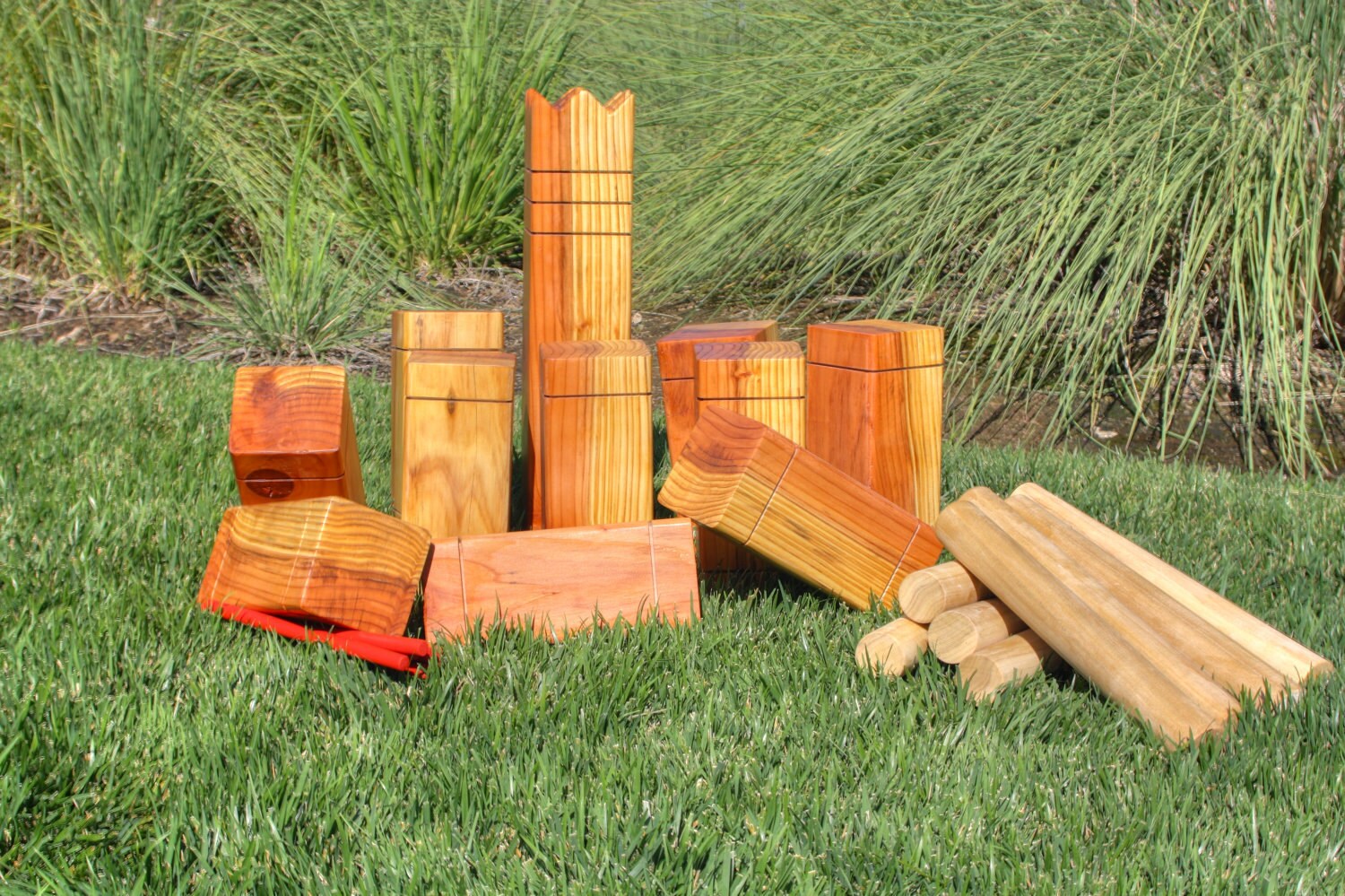 Kubb lawn game handmade set