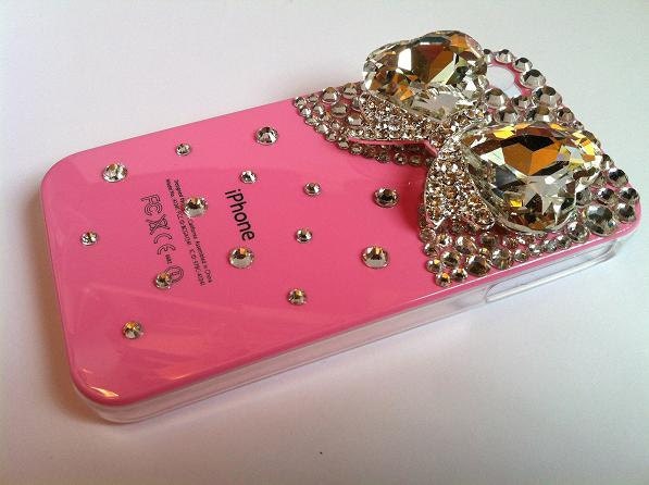 Bling Rhinestone Pink Phone Case Jewel Bow for iPhone 4/ 4S