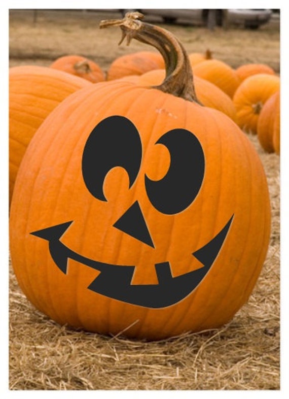 Items similar to Cute Halloween Pumpkin Carving Jack O'Lantern Pattern ...