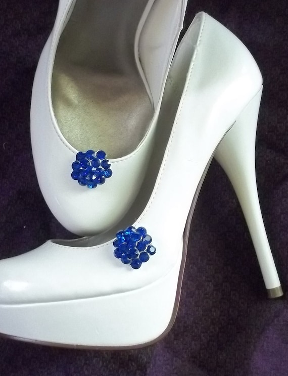 Royal Blue Rhinestone Shoe Clips set of 2 Bridal Shoe