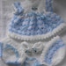 Hand Knitted dolls / reborn clothes set in white / blue to fit 12 inch baby doll / reborn