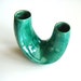 Green ceramic double vase, vintage home decor, unique vase, turquoise vase