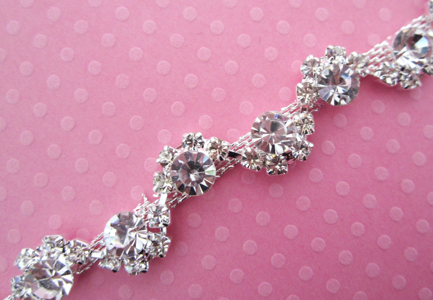 Rhinestone Trim Bridal Dress Super Sparkly 1 Yard 36