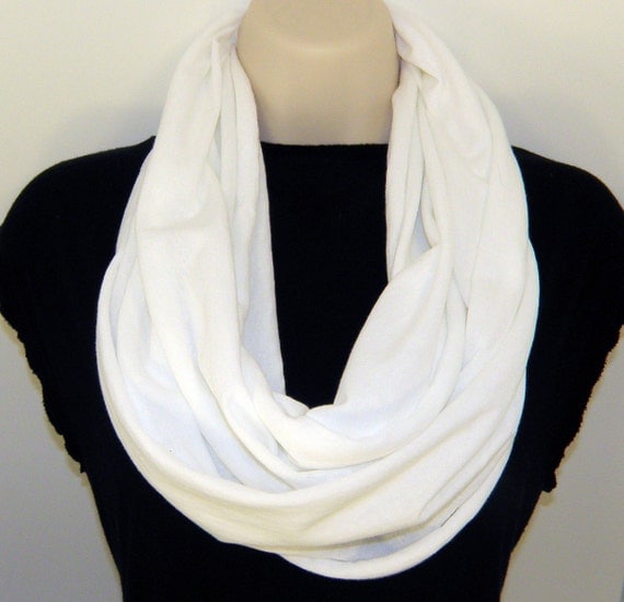 White Infinity Scarf Winter Scarf by by