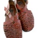 Vintage 80's Dark Bourbon Leather Huarache Sandals Sz 7.5B