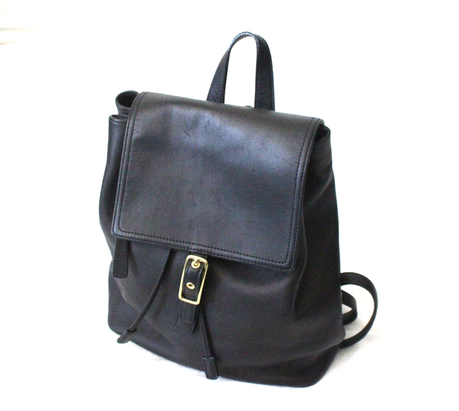Vintage COACH Black Leather Rucksack Backpack