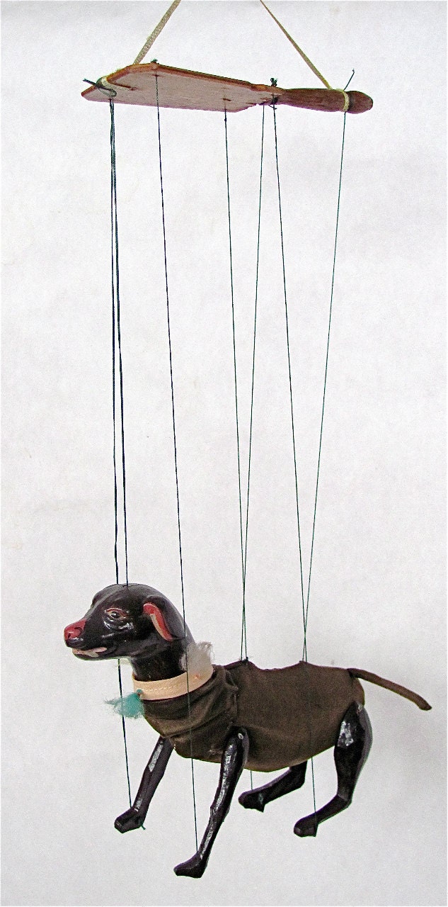 Dog Puppet Vintage Brown Dog 7 Tall X