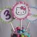 Hello Kitty Birthday Party 12 Hand Glittered Cupcake Toppers