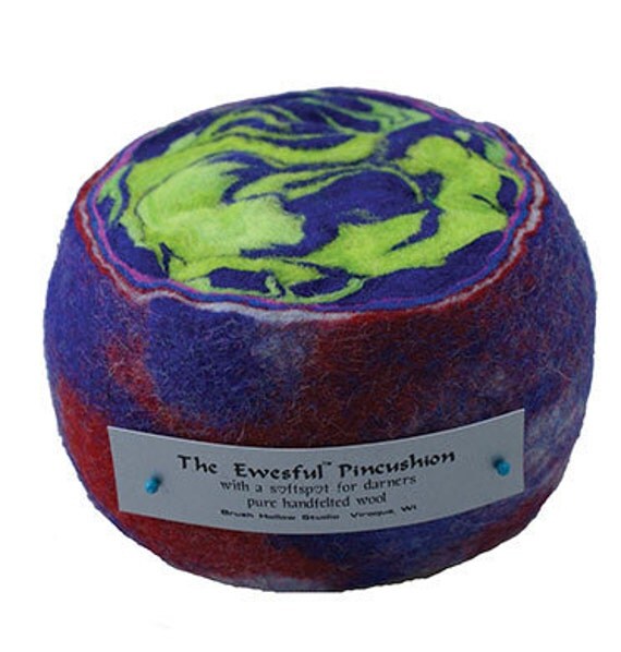 Felted Wool Ewesful Pincushion Hand Made Felted Wool Sewing