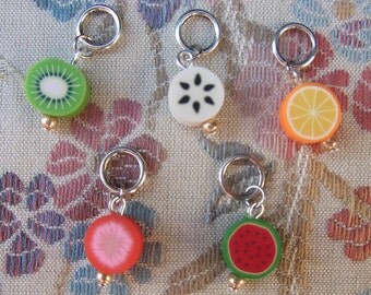 Ten Random Fimo fruit stitch markers