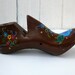 Hand-painted Solid Wood Shoe Form Vintage 1970's ON SALE