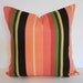 Indoor - Outdoor Coral Decorative Accent Pillow Cover, Duralee Fabrics, Throw Pillow, Coral, Black, Yellow, Green, 18x18