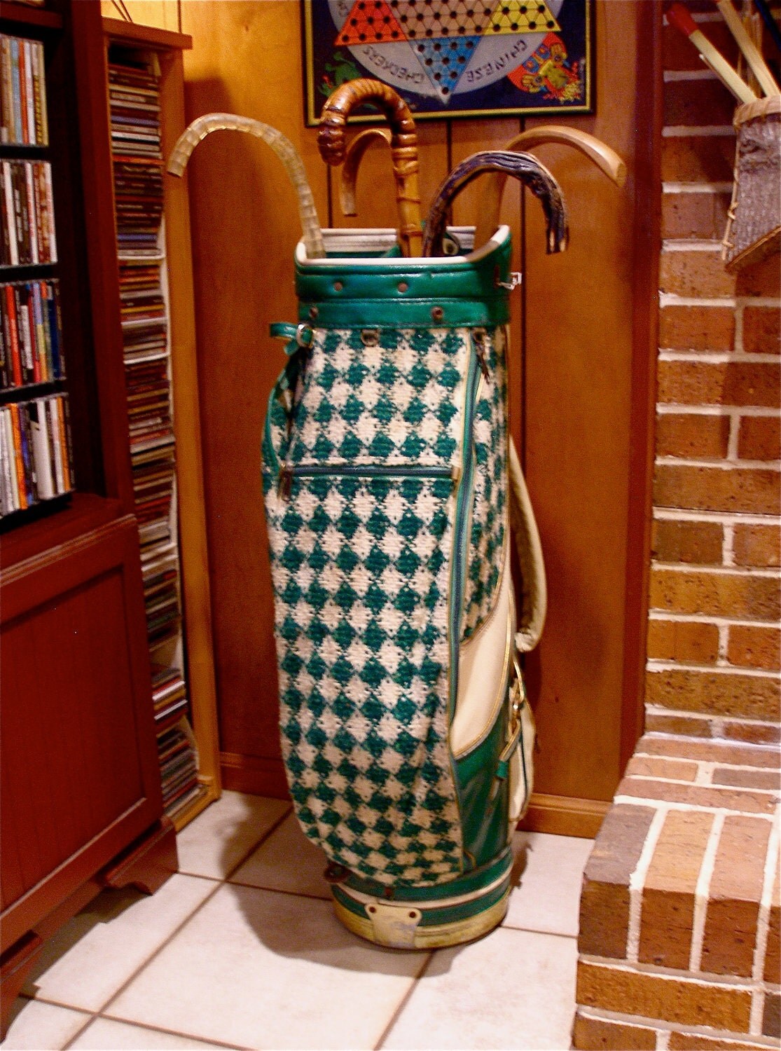Funky GREEN PLAID Golf Bag by Walter Hagen 60's 70's