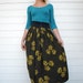 Vintage Ethnic High Elastic Waist Maxi Floral Skirt