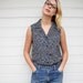 Vintage Tiny Flowers Print Sleeveless Blouse