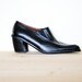 ON SALE Vintage Black Pointed Toe Heeled Loafers