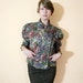 Vintage 80s Puff Sleeves Floral Metallic Brocade Tapestry Cropped Blazer Jacket