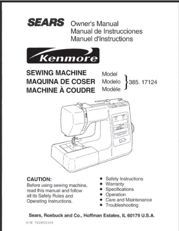 Items similar to Kenmore Sewing Machine Manual Model 385 17124 on Etsy