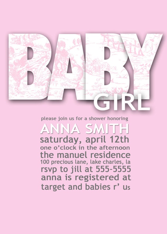 Baby Shower Digital Invitation -Vintage Toile Theme Il_570xn