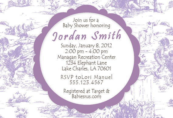 Baby Shower Digital Invitation -Vintage Toile Theme Il_570xn