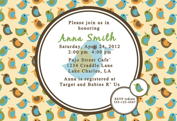 Baby Shower Digital Invitation - Little Birdie Il_570xn