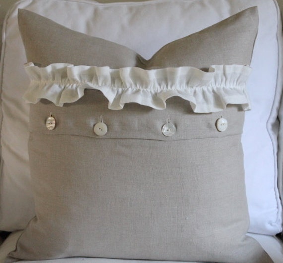 20 x 20 Pillow Cover 100 Flax Linen Mother of Pearl Vintage
