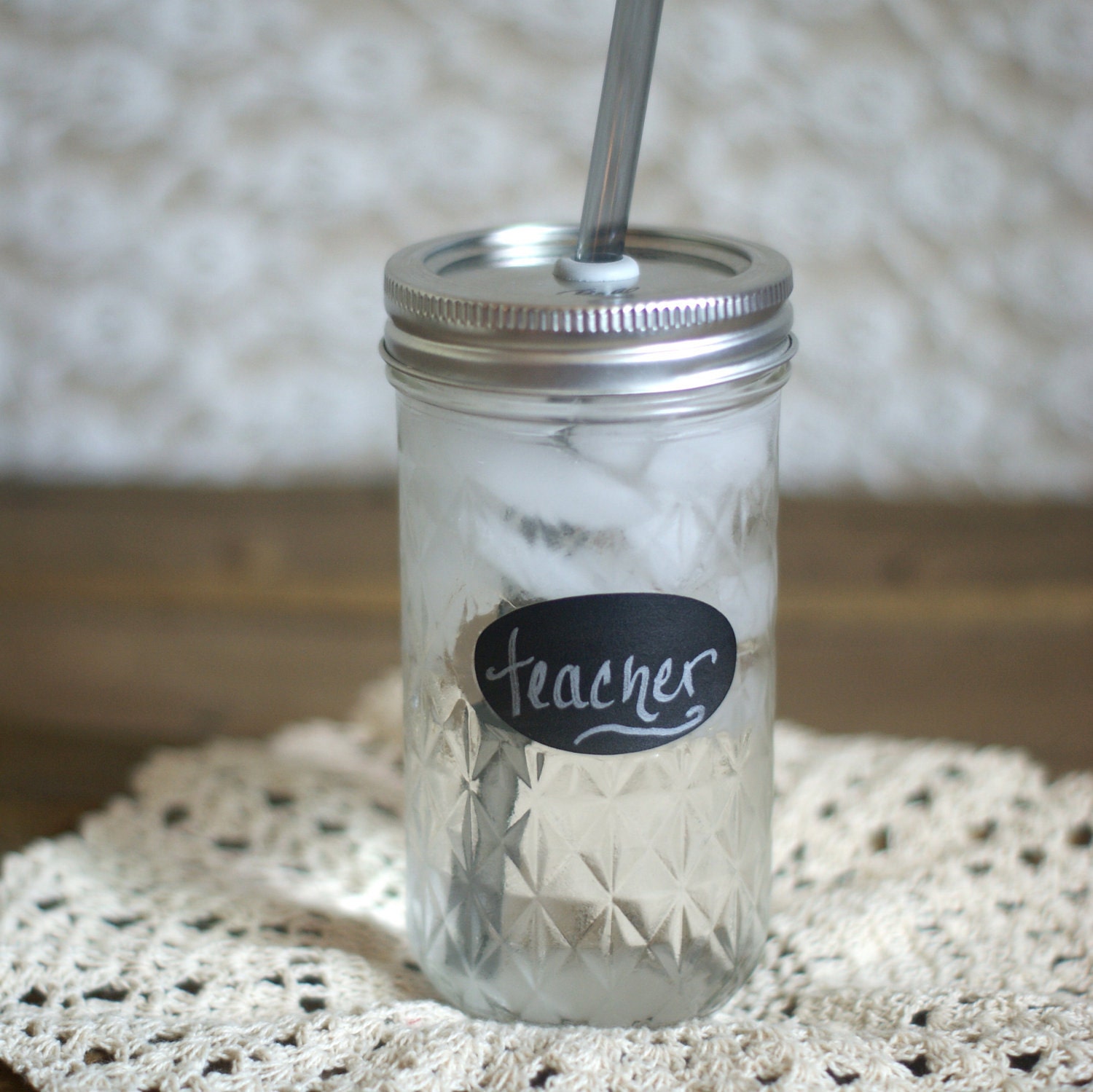For Teacher Mason Jar Tumbler Personalized Canning Jar