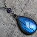 Labradorite Necklace with Amethyst on Oxidized Sterling Silver - Violet by Inkin on Etsy