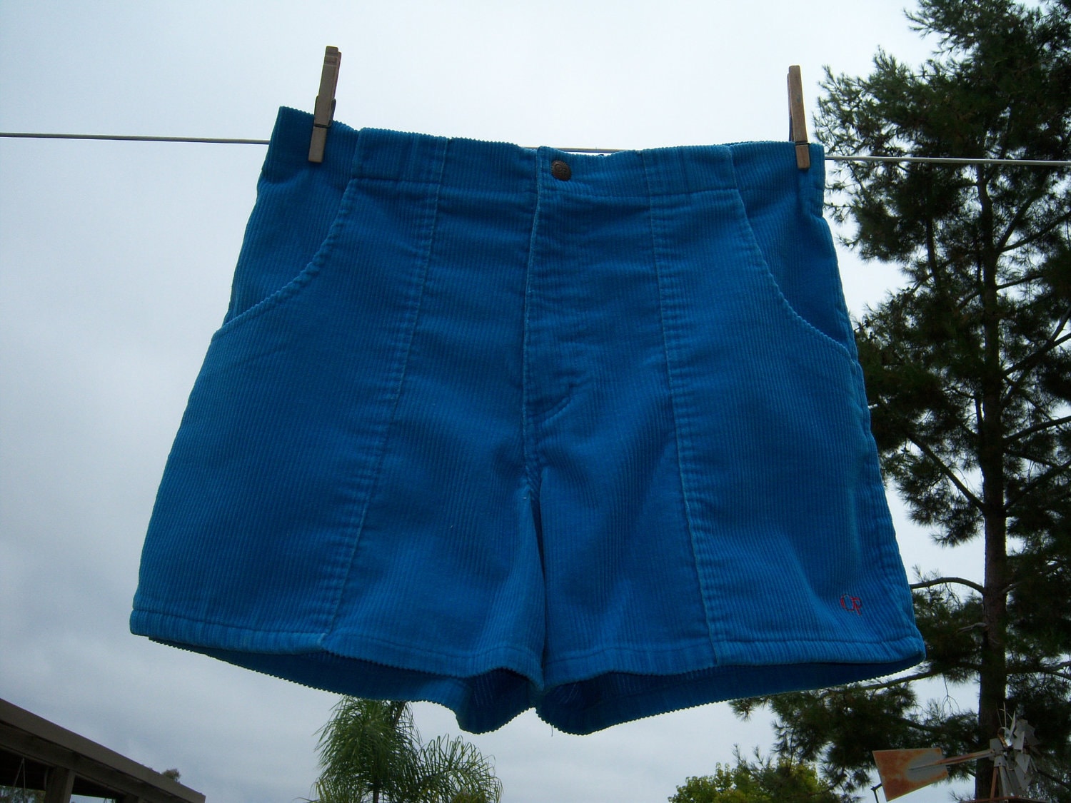 Vintage BLUE OP Corduroy Shorts Size 34 32 waist