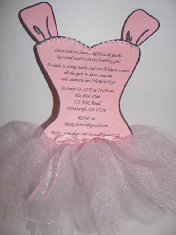 Items similar to Ballerina tutu party invitations on Etsy