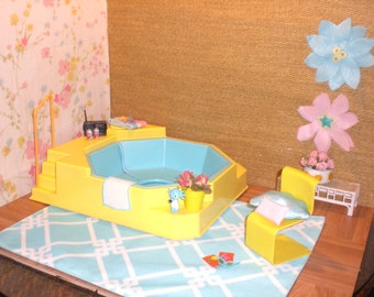 Barbie Doll House HOT TUB PATIO Complete Room Pool Garden Ken Furniture Accessories ooak