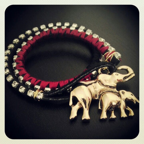 Gold Elephant Bracelet by LOLAjewelryd on Etsy