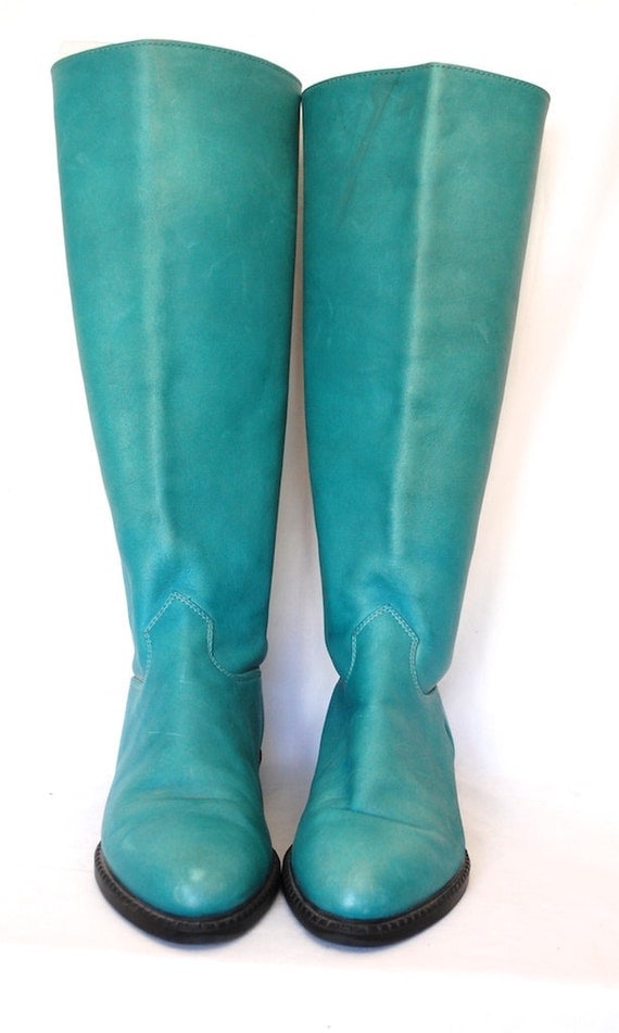 teal thigh high boots