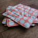 drink coasters, quilted, set of four sunspot fabric tangerine and teal