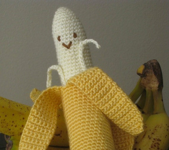 Happy Crochet Banana Plush Vegan Children Kid by LeenGreenBean