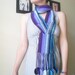On SALE, READY To SHIP - Quirky Stripes and Chains Scarf, Vegan Funky Circle Fringe Mod Retro Blue Purple Turquoise Teal Lavender Winter