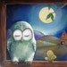 The Owl and the Bug- art print on watercolor paper 8"x 8"
