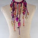 Long Suede Pink and Purple Statement Necklace
