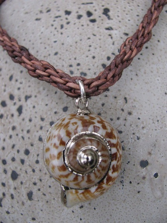 Spring Snail Shell Leather Kumihimo Necklace