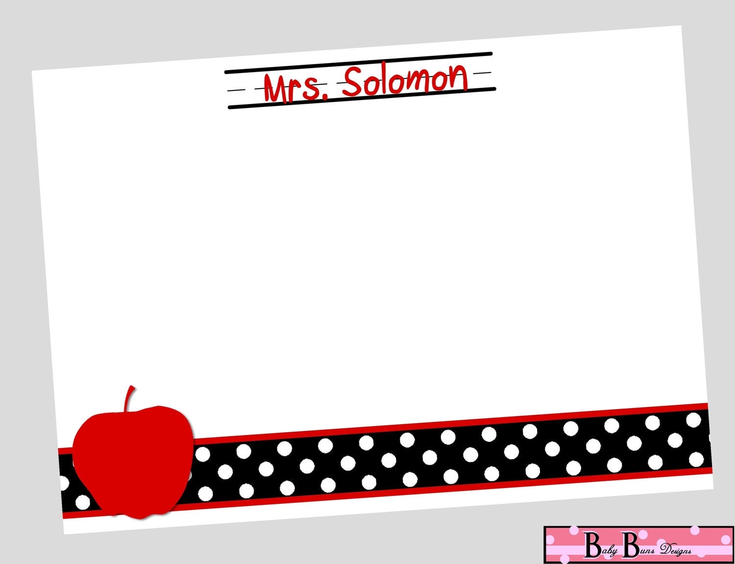 Apple Teacher Stationery by BabyBunsDesigns on Etsy