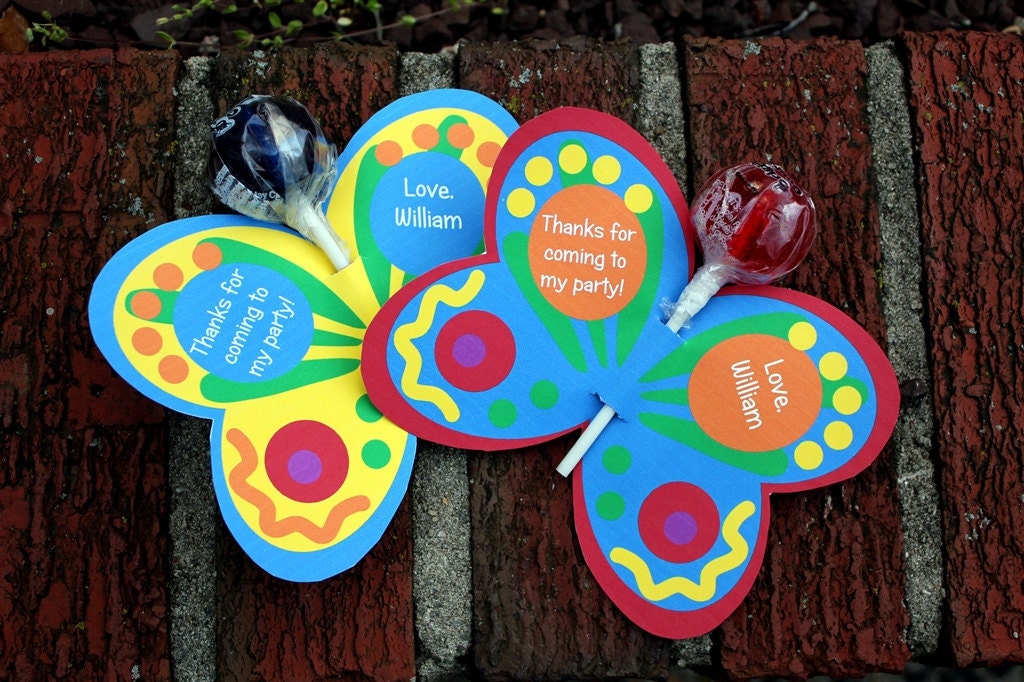 Personalized Colorful Butterfly Lollipop Party Favors