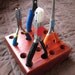 Padouk Wooden Hand Tool and Pliers Organizer, holds 8 tools