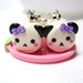 Kawaii Marshmallow Panda with Bow Polymer Clay Dangle Earrings